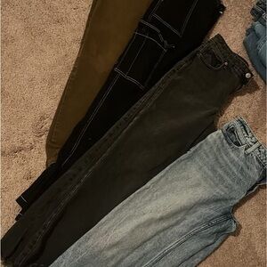 Women's Black and Blue Jeans